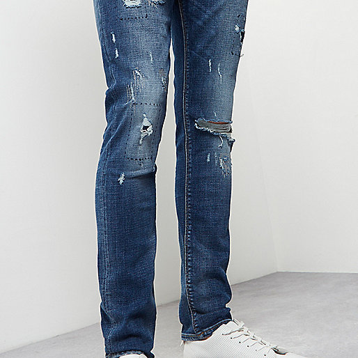 river island leather jeans,jacques-vertuk UK Sale Mid blue ripped skinny Sid jeans men 298820 river island leather jeans,jacques-vertuk UK Sale Mid blue ripped skinny Sid jeans men 298820