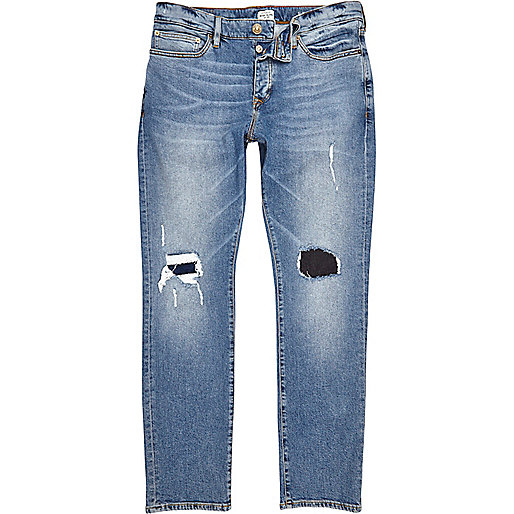 jacques-vertuk Mid blue wash ripped Dylan slim jeans 296277 men Jeans