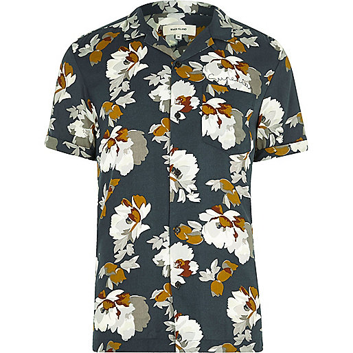 jacques-vertuk Navy floral print revere collar short sleeve 300841 men Shirts Short Sleeve Shirts jacques-vertuk Navy floral print revere collar short sleeve 300841 men Shirts Short Sleeve Shirts