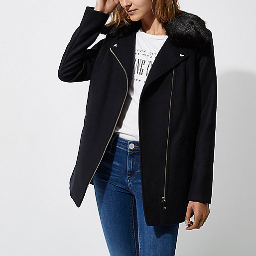 tweed bag river island,River And Island Navy fur biker collar coat Coats Coats / Jackets women tweed bag river island,River And Island Navy fur biker collar coat Coats Coats / Jackets women