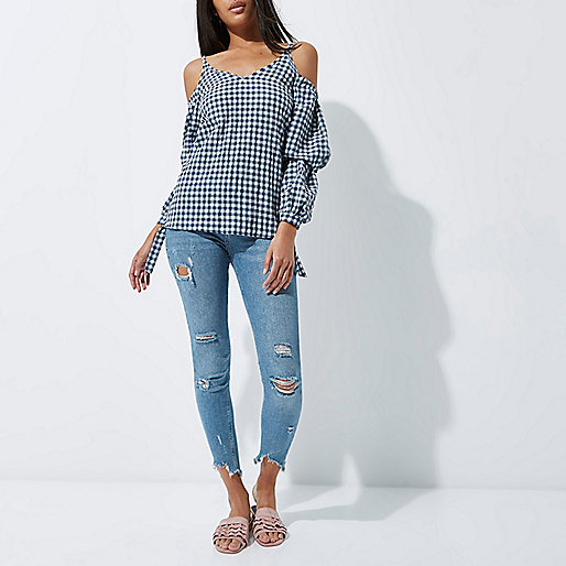 river island skinny stretch,jacques-vertuk Dresses Online Navy gingham puff sleeve cold shoulder top Seasonal Offers Sale women river island skinny stretch,jacques-vertuk Dresses Online Navy gingham puff sleeve cold shoulder top Seasonal Offers Sale women