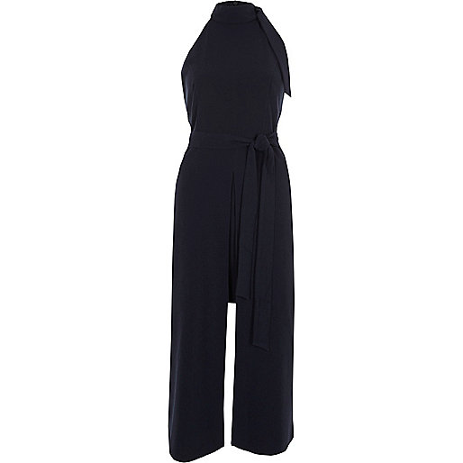 jacques-vertuk Navy high neck waisted midi dress 709187 women Dresses Swing Dresses