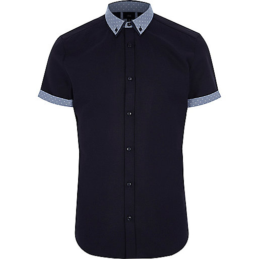 jacques-vertuk Navy polka dot collar short sleeve shirt 303409 men Shirts Short Sleeve Shirts jacques-vertuk Navy polka dot collar short sleeve shirt 303409 men Shirts Short Sleeve Shirts