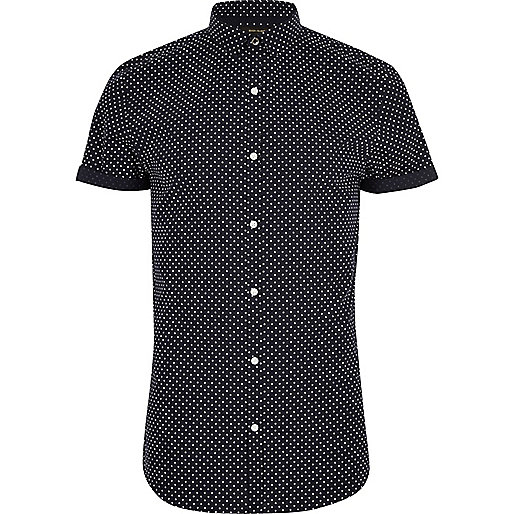 jacques-vertuk Navy polka dot short sleeve slim fit shirt 300845 men Shirts Short Sleeve Shirts jacques-vertuk Navy polka dot short sleeve slim fit shirt 300845 men Shirts Short Sleeve Shirts