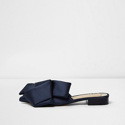 jacques-vertuk Navy satin oversized flat bow backless loafer 705053 women Shoes / Boots Shoes jacques-vertuk Navy satin oversized flat bow backless loafer 705053 women Shoes / Boots Shoes