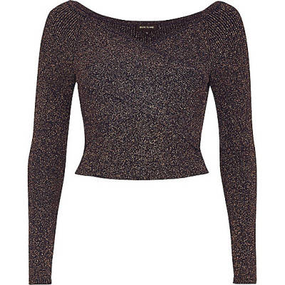 jacques-vertuk Navy sparkly wrap crop top 691039 women Knitwear