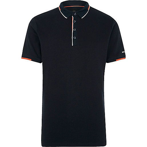 jacques-vertuk Navy tipped short sleeve slim fit polo shirt 302004 men Polo Shirts
