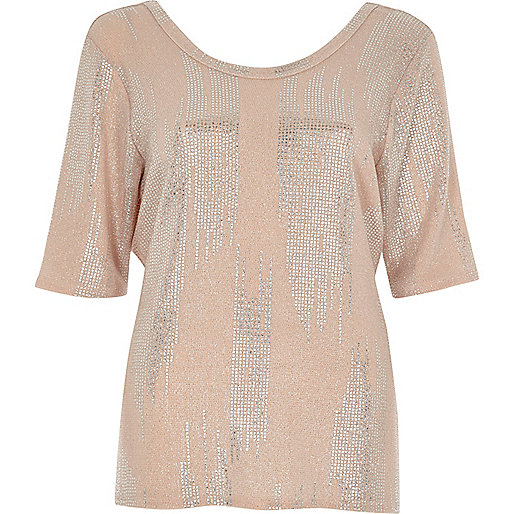 jacques-vertuk Nude metallic print wrap back T-shirt 706487 women Tops T-Shirts & Vests Plain T-Shirts / Vests jacques-vertuk Nude metallic print wrap back T-shirt 706487 women Tops T-Shirts & Vests Plain T-Shirts / Vests