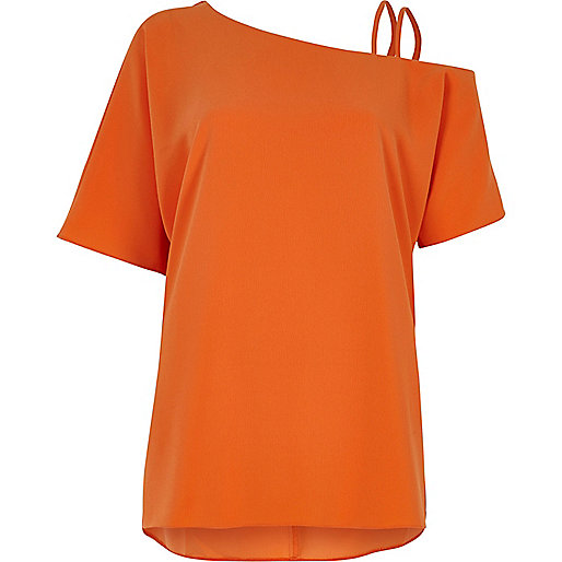 jacques-vertuk Orange cold shoulder double cami strap top 705876 women Tops
