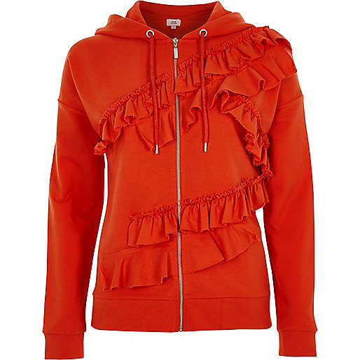 jacques-vertuk Orange frill front zip-up hoodie 708528 women Tops Hoodies / Sweatshirts jacques-vertuk Orange frill front zip-up hoodie 708528 women Tops Hoodies / Sweatshirts