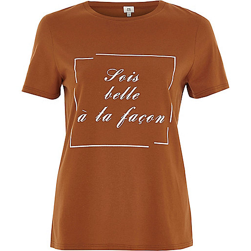 jacques-vertuk Orange 'sois belle' print fitted T-shirt 709434 women Tops T-Shirts & Vests Print T-Shirts / Vests jacques-vertuk Orange 'sois belle' print fitted T-shirt 709434 women Tops T-Shirts & Vests Print T-Shirts / Vests