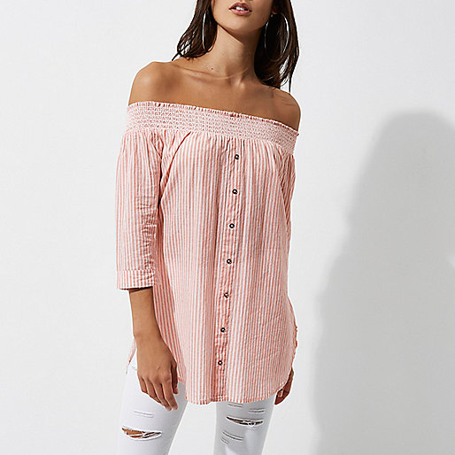 summer maxi dresses river island,jacques-vertuk Going Out Clothes Orange stripe shirred bardot button front top Sale Preview Sale women summer maxi dresses river island,jacques-vertuk Going Out Clothes Orange stripe shirred bardot button front top Sale Preview Sale women