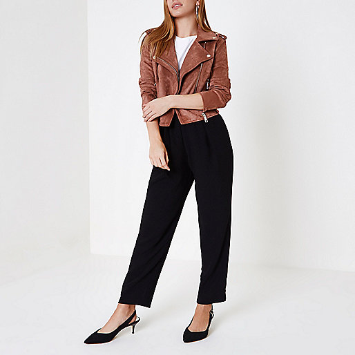 jacques-vertuk Petite black tie waist tapered pants 701298 women Trousers Tapered Trousers jacques-vertuk Petite black tie waist tapered pants 701298 women Trousers Tapered Trousers