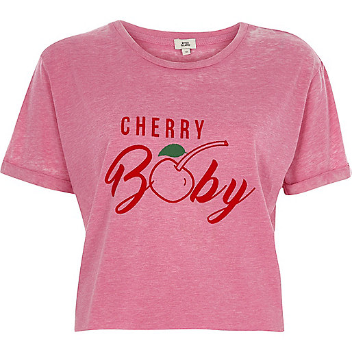 jacques-vertuk Pink burnout 'cherry baby' cropped T-shirt 709745 women Tops T-Shirts & Vests Print T-Shirts / Vests jacques-vertuk Pink burnout 'cherry baby' cropped T-shirt 709745 women Tops T-Shirts & Vests Print T-Shirts / Vests