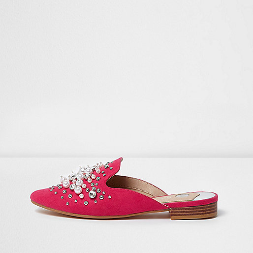 jacques-vertuk Pink faux pearl embellished backless loafers 704047 women Shoes / Boots Shoes jacques-vertuk Pink faux pearl embellished backless loafers 704047 women Shoes / Boots Shoes