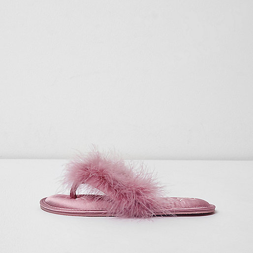 jacques-vertuk Pink feather flip flop slippers 707426 women Nightwear & Slippers Slippers