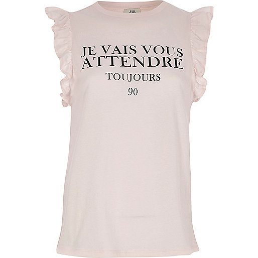 jacques-vertuk Pink 'je vous' frill sleeve tank top 707043 women Tops T-Shirts & Vests Print T-Shirts / Vests jacques-vertuk Pink 'je vous' frill sleeve tank top 707043 women Tops T-Shirts & Vests Print T-Shirts / Vests