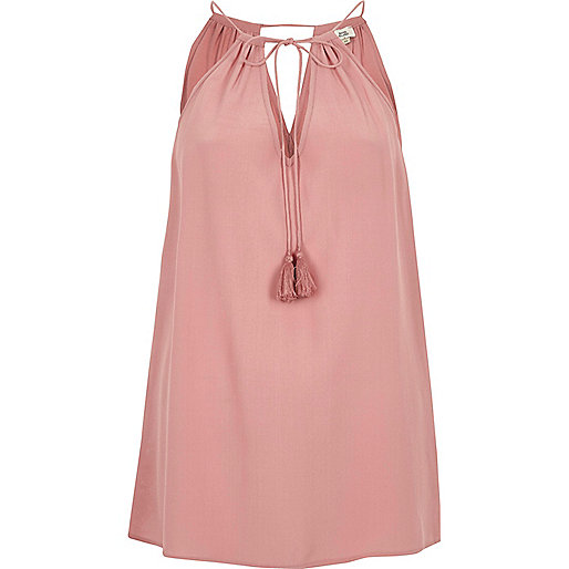 jacques-vertuk Pink lace side tie neck sleeveless top 702608 women Tops Cami / Sleeveless Tops jacques-vertuk Pink lace side tie neck sleeveless top 702608 women Tops Cami / Sleeveless Tops