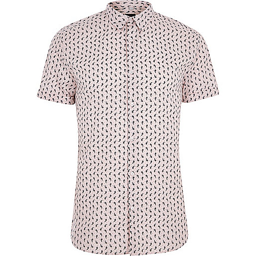 jacques-vertuk Pink paisley print muscle fit shirt 302518 men Shirts Short Sleeve Shirts jacques-vertuk Pink paisley print muscle fit shirt 302518 men Shirts Short Sleeve Shirts