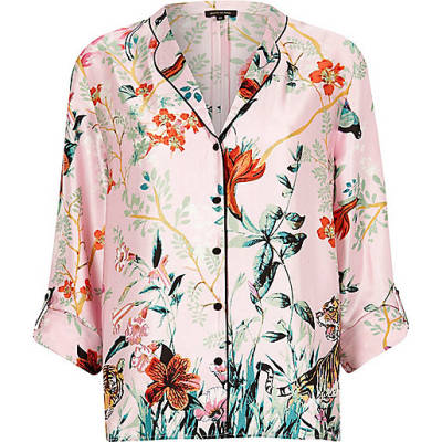 jacques-vertuk Pink satin jungle print pajama shirt 703319 women Nightwear & Slippers Pyjamas & Loungewear jacques-vertuk Pink satin jungle print pajama shirt 703319 women Nightwear & Slippers Pyjamas & Loungewear