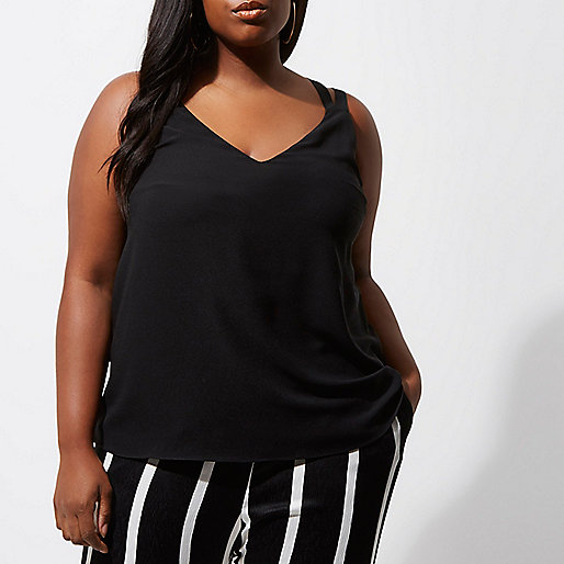 jacques-vertuk Plus black cross back double strap cami top 706846 women Tops Cami / Sleeveless Tops jacques-vertuk Plus black cross back double strap cami top 706846 women Tops Cami / Sleeveless Tops