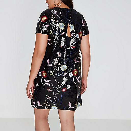river island dylan slim,jacques-vertuk Shop Plus black sequin floral T-shirt dress women 710157 river island dylan slim,jacques-vertuk Shop Plus black sequin floral T-shirt dress women 710157