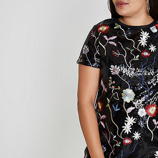 river island dylan slim,jacques-vertuk Shop Plus black sequin floral T-shirt dress women 710157 river island dylan slim,jacques-vertuk Shop Plus black sequin floral T-shirt dress women 710157