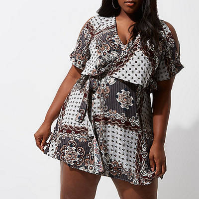 jacques-vertuk Plus dark green scarf print wrap tea dress 707838 women Dresses Skater Dresses jacques-vertuk Plus dark green scarf print wrap tea dress 707838 women Dresses Skater Dresses