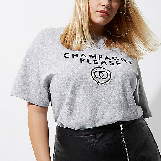 jacques-vertuk Plus grey 'champagne please' print T-shirt 709584 women Tops T-Shirts & Vests Print T-Shirts / Vests jacques-vertuk Plus grey 'champagne please' print T-shirt 709584 women Tops T-Shirts & Vests Print T-Shirts / Vests