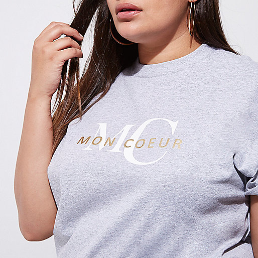jacques-vertuk Plus grey 'mon coeur' print T-shirt 708378 women Tops T-Shirts & Vests Print T-Shirts / Vests jacques-vertuk Plus grey 'mon coeur' print T-shirt 708378 women Tops T-Shirts & Vests Print T-Shirts / Vests