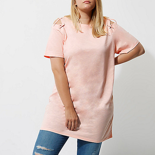 jacques-vertuk Plus pink cold shoulder oversized T-shirt 708375 women Tops T-Shirts & Vests Plain T-Shirts / Vests jacques-vertuk Plus pink cold shoulder oversized T-shirt 708375 women Tops T-Shirts & Vests Plain T-Shirts / Vests
