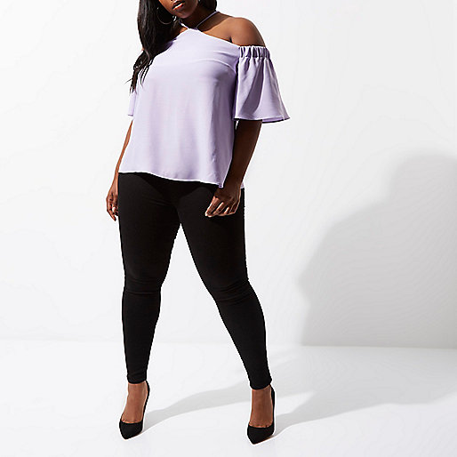jacques-vertuk Plus purple cold shoulder halter neck top 708302 women Tops Bardot / Cold Shoulder Tops jacques-vertuk Plus purple cold shoulder halter neck top 708302 women Tops Bardot / Cold Shoulder Tops