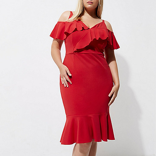 jacques-vertuk Plus red frill cold shoulder bodycon dress 707827 women Dresses Bardot / Bandeau Dresses jacques-vertuk Plus red frill cold shoulder bodycon dress 707827 women Dresses Bardot / Bandeau Dresses