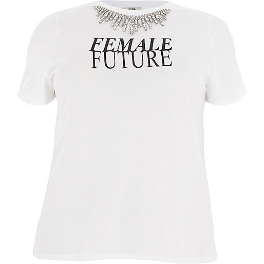jacques-vertuk Plus white 'female future' necklace T-shirt 708892 women Tops T-Shirts & Vests Plain T-Shirts / Vests jacques-vertuk Plus white 'female future' necklace T-shirt 708892 women Tops T-Shirts & Vests Plain T-Shirts / Vests