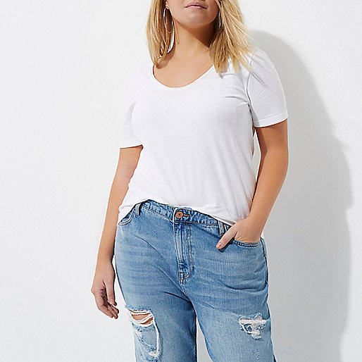 jacques-vertuk Plus white scoop neck T-shirt 701461 women Tops T-Shirts & Vests Plain T-Shirts / Vests jacques-vertuk Plus white scoop neck T-shirt 701461 women Tops T-Shirts & Vests Plain T-Shirts / Vests