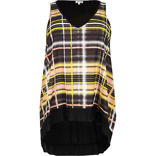 jacques-vertuk Plus yellow check V-neck tank top 692190 women Tops