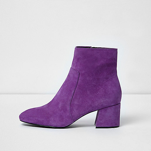 jacques-vertuk Purple block heel suede ankle boots 706655 women Shoes / Boots Boots