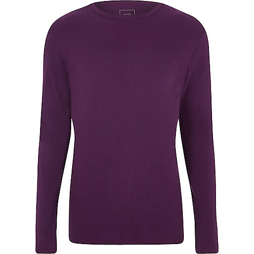jacques-vertuk Purple slim fit long sleeve rib T-shirt 302815 men T-Shirts / Vests Long Sleeve T-Shirts jacques-vertuk Purple slim fit long sleeve rib T-shirt 302815 men T-Shirts / Vests Long Sleeve T-Shirts