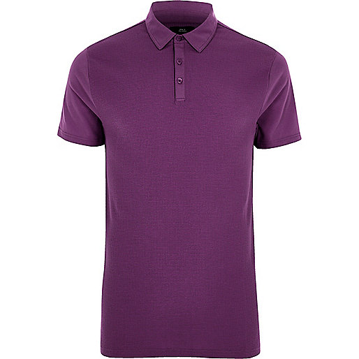 jacques-vertuk Purple slim fit waffle polo shirt 302825 men Polo Shirts