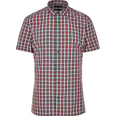 jacques-vertuk Red check short sleeve slim fit shirt 293086 men Shirts