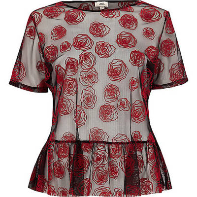 jacques-vertuk Red rose print mesh peplum T-shirt 705585 women Tops T-Shirts & Vests Print T-Shirts / Vests jacques-vertuk Red rose print mesh peplum T-shirt 705585 women Tops T-Shirts & Vests Print T-Shirts / Vests