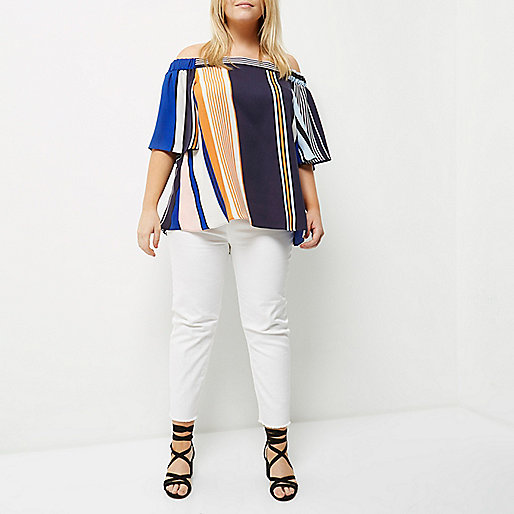 river island ladies wear,jacques-vertuk London RI Plus blue stripe bardot top women 691280 river island ladies wear,jacques-vertuk London RI Plus blue stripe bardot top women 691280