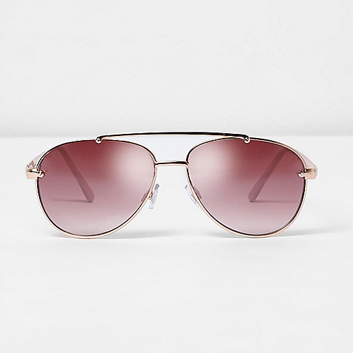 jacques-vertuk Rose gold tone aviator pink lens sunglasses 703622 women Sunglasses Aviator Sunglasses