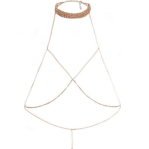 jacques-vertuk Rose gold tone choker harness body chain 705237 women Jewellery Body Jewellery & Harnesses jacques-vertuk Rose gold tone choker harness body chain 705237 women Jewellery Body Jewellery & Harnesses