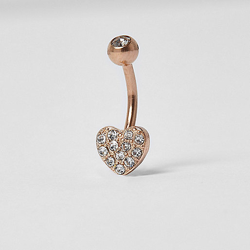 jacques-vertuk Rose gold tone pave heart belly bar 705548 women Jewellery Body Jewellery & Harnesses jacques-vertuk Rose gold tone pave heart belly bar 705548 women Jewellery Body Jewellery & Harnesses