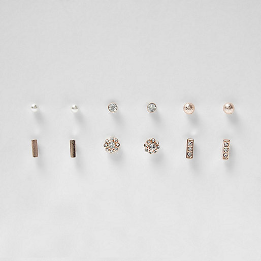 jacques-vertuk Rose gold tone pearl stud earrings pack 704245 women Jewellery Earrings