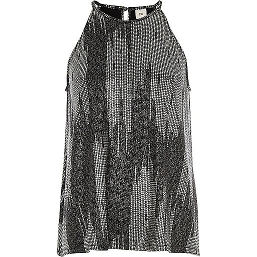 jacques-vertuk Silver metallic sleeveless trapeze top 706459 women Tops Cami / Sleeveless Tops jacques-vertuk Silver metallic sleeveless trapeze top 706459 women Tops Cami / Sleeveless Tops
