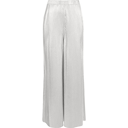 jacques-vertuk Silver metallic wide leg palazzo pants 701435 women Trousers