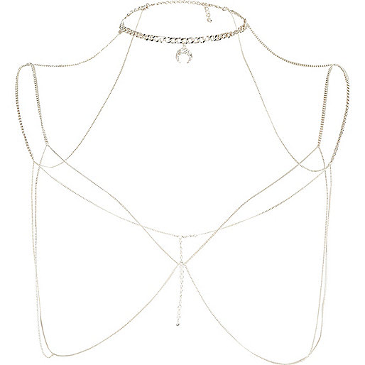 jacques-vertuk Silver tone choker harness body chain 701057 women Jewellery Body Jewellery & Harnesses jacques-vertuk Silver tone choker harness body chain 701057 women Jewellery Body Jewellery & Harnesses