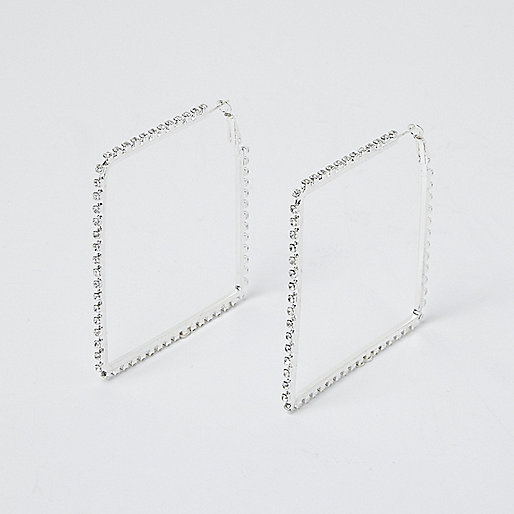 jacques-vertuk Silver tone cup chain square hoop earrings 707928 women Jewellery Earrings jacques-vertuk Silver tone cup chain square hoop earrings 707928 women Jewellery Earrings